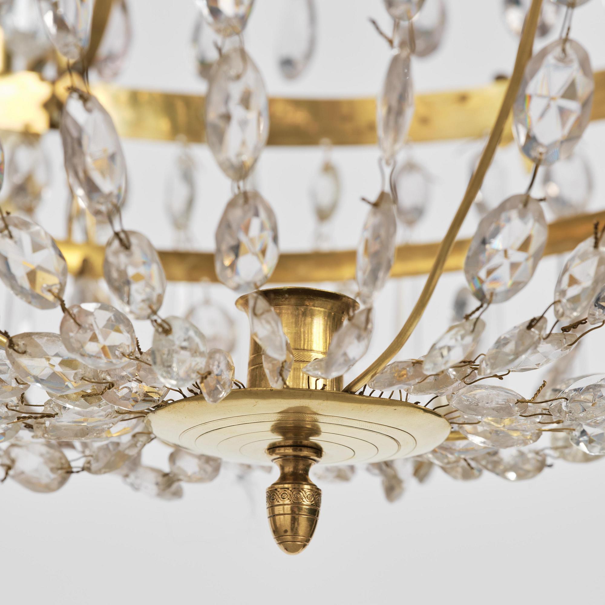 Ljuskrona, för fem ljus, Sverige, 1700-talets slut, Sengustaviansk.