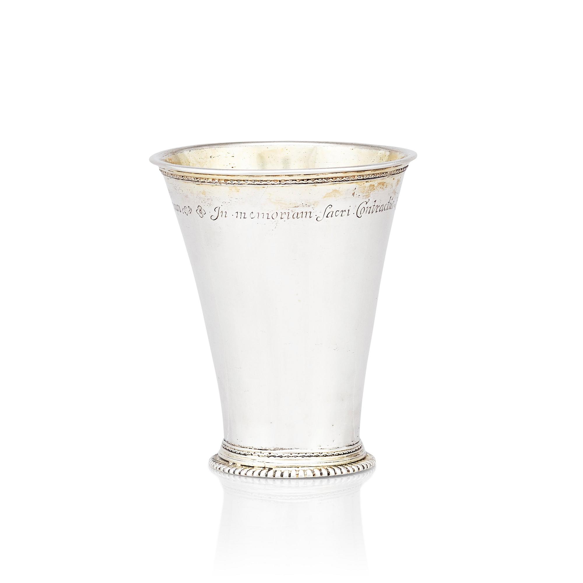 A Swedish 18th century parcel-gilt silver beaker, mark of Abraham Wirgman, Göteborg, 1722.