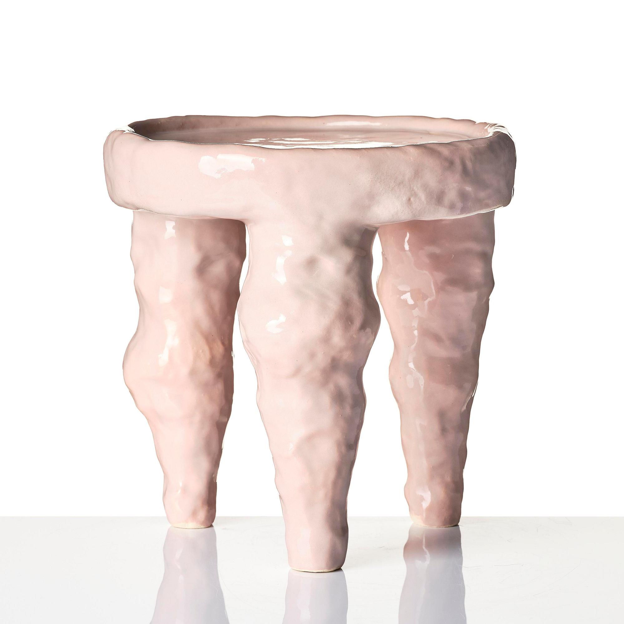 Fanny Ollas, a ceramic stool/sculpture, executed in her studio, Gustavsberg, Stockholm.