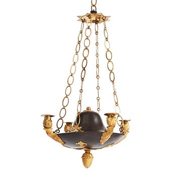 76. A Swedish Empire 19th century four-light hanging-lamp.