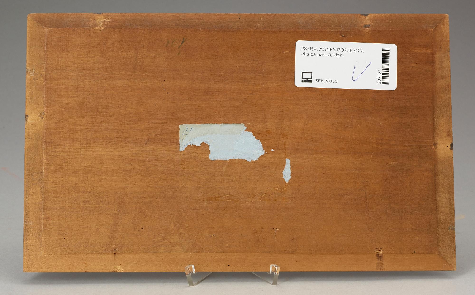 AGNES BÖRJESON, olja på pannå, sign.