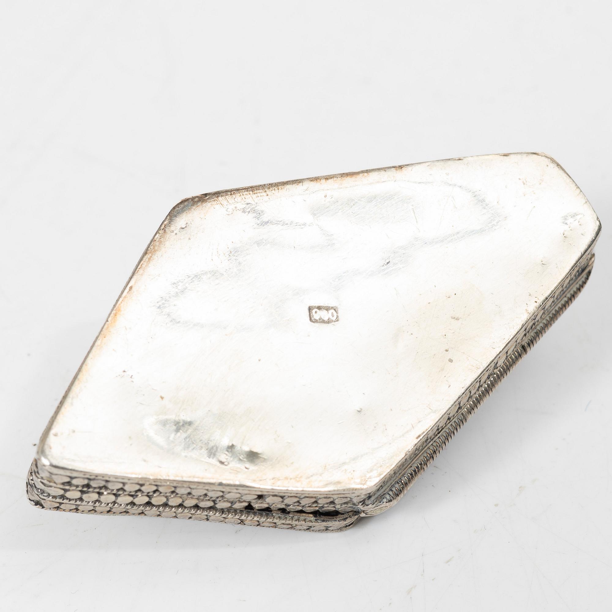 Boxes, 10 pcs, silver, with stones, 20th century.