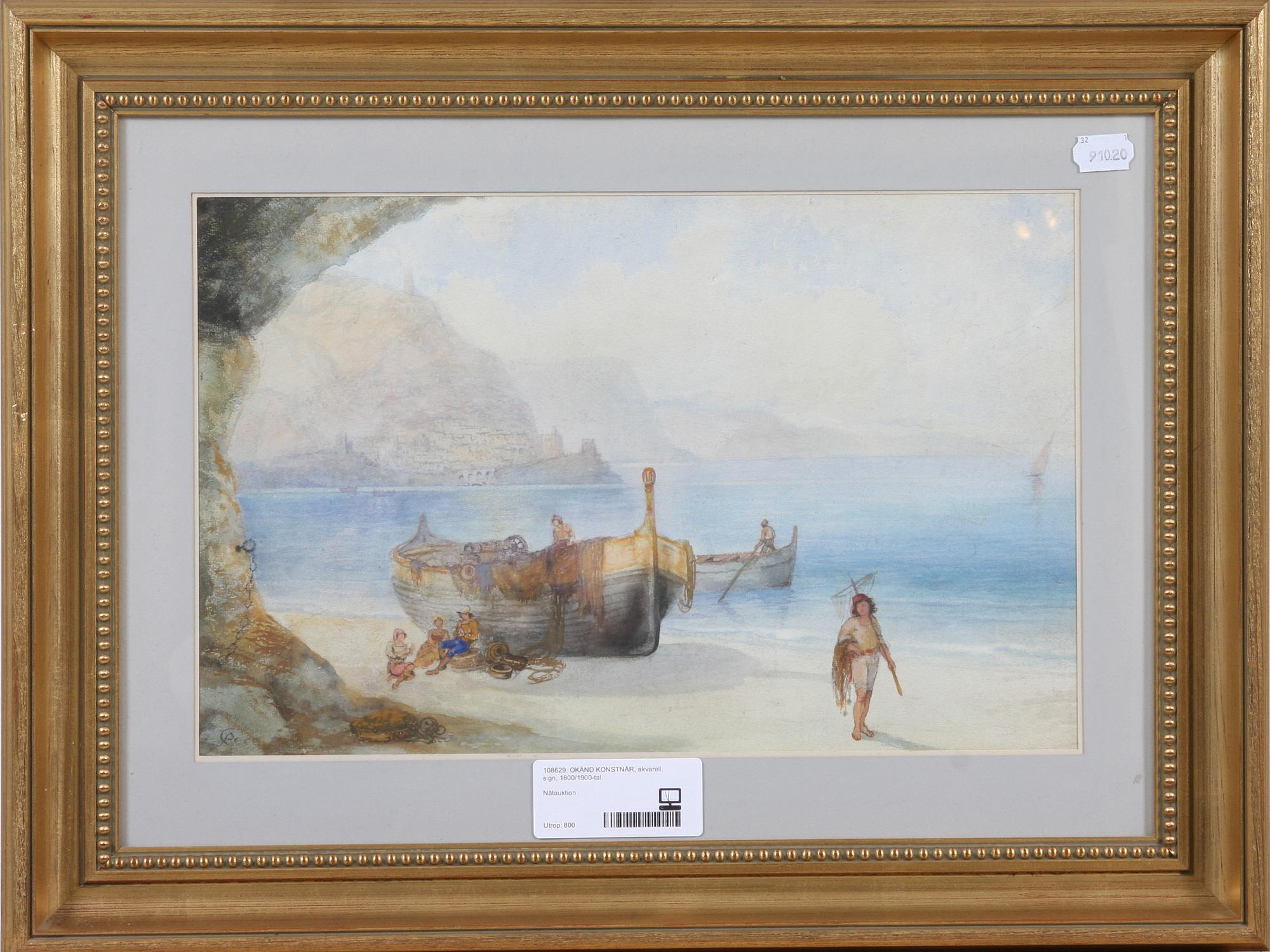 OKÄND KONSTNÄR, akvarell, sign, 1800/1900-tal.