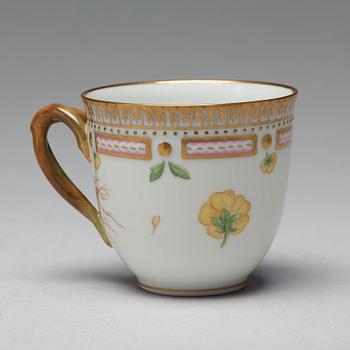A set of four Royal Copenhagen 'Flora Danica' coffee cups with saucers, Denmark, 20th Century.