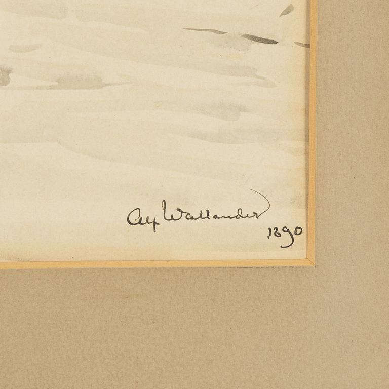 Alf Wallander, akvarell, signerad och daterad 1890.