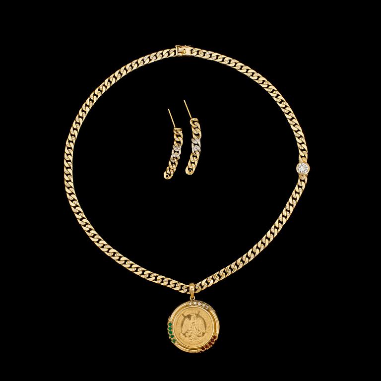 COLLIER, briljantslipad diamant, ca 1,10 ct, och 143 briljantslipade diamanter, tot. ca 1 ct.
