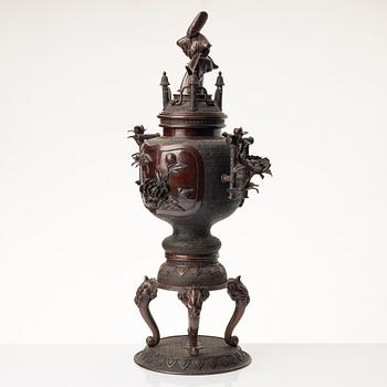 Rökelsekar, brons, Japan, Meiji (1868-1912).