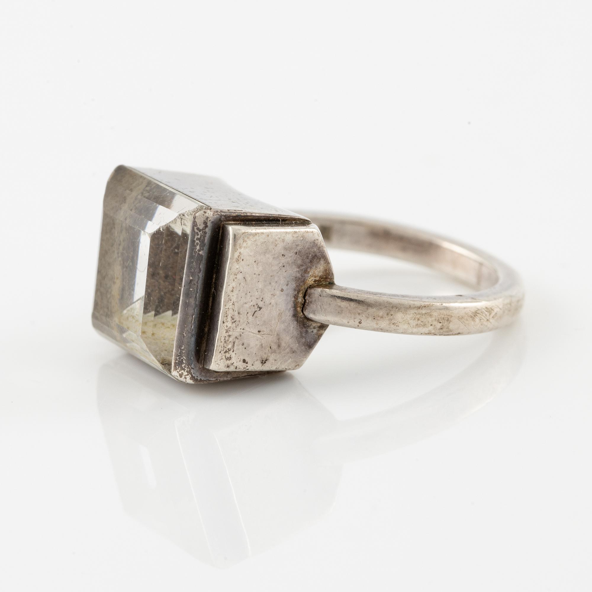 ring, sterling silver with rock crystal. Lund 1938.