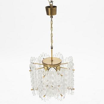 Carl Fagerlund,  a glass and brass ceiling lamp, Orrefors, Sweden, second half of the 20th century.