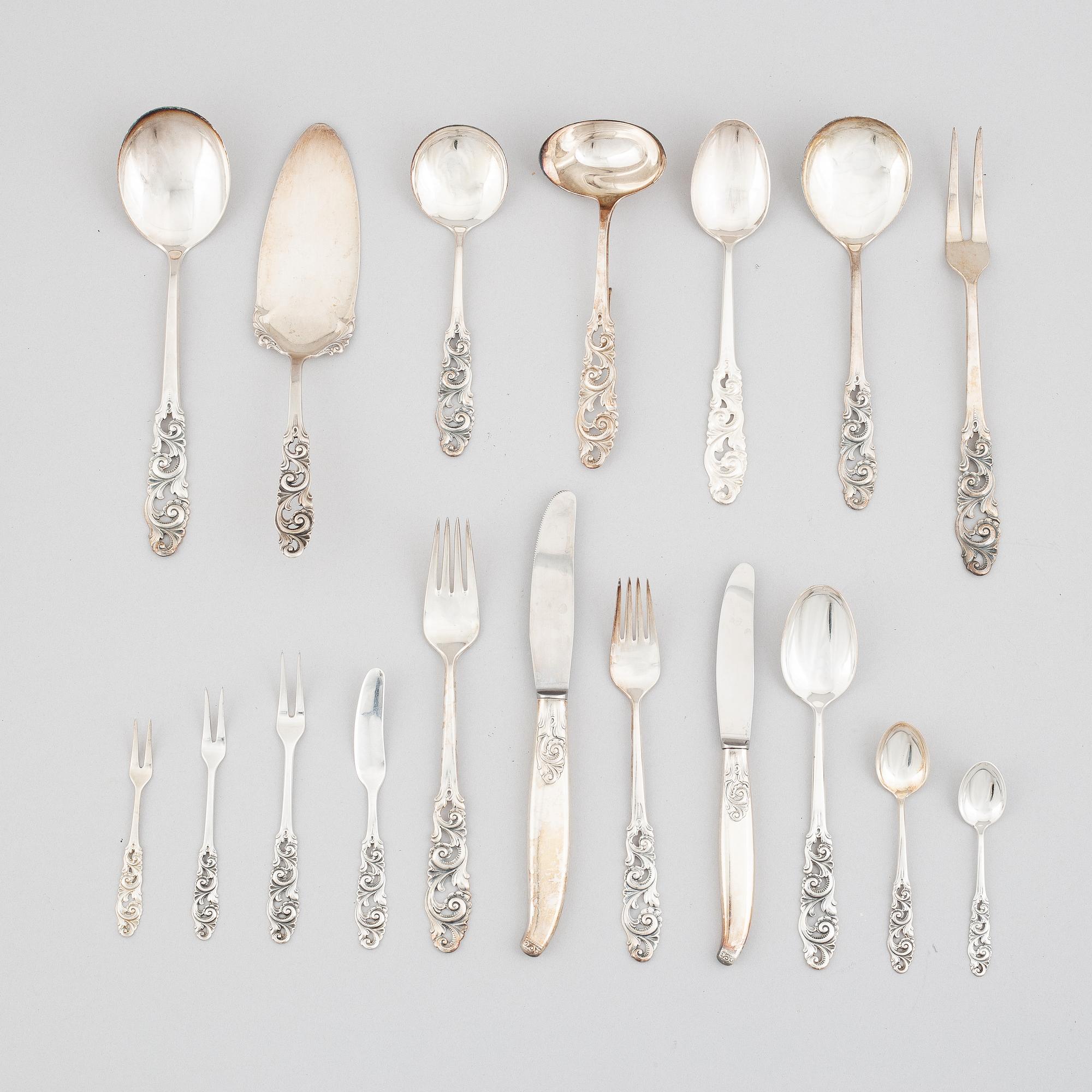 A 112-piece silver cutlery service, Norway, mid-20th century.