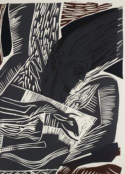 Mimmo Paladino, color wood cut, signed and numbered 3/65, dted 1984.