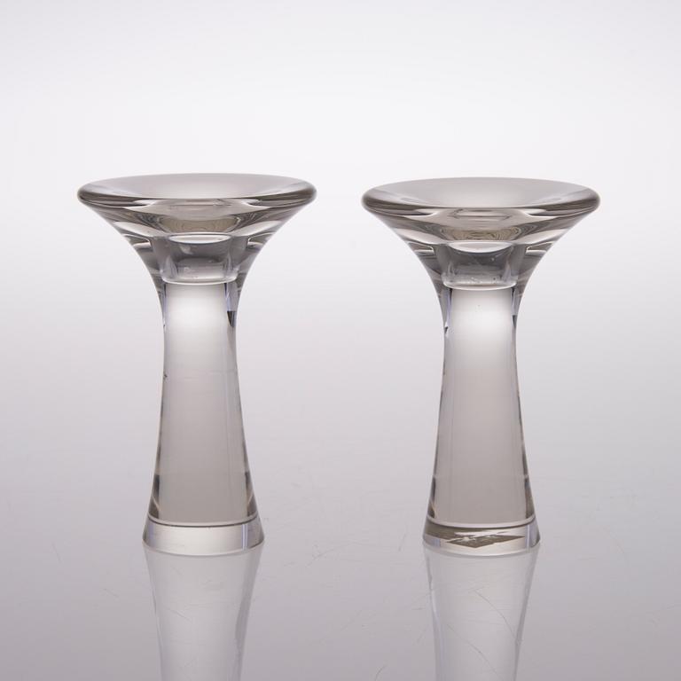 TAPIO WIRKKALA, LJUSSTAKAR, ett par, glas, signerade Tapio Wirkkala -3412.