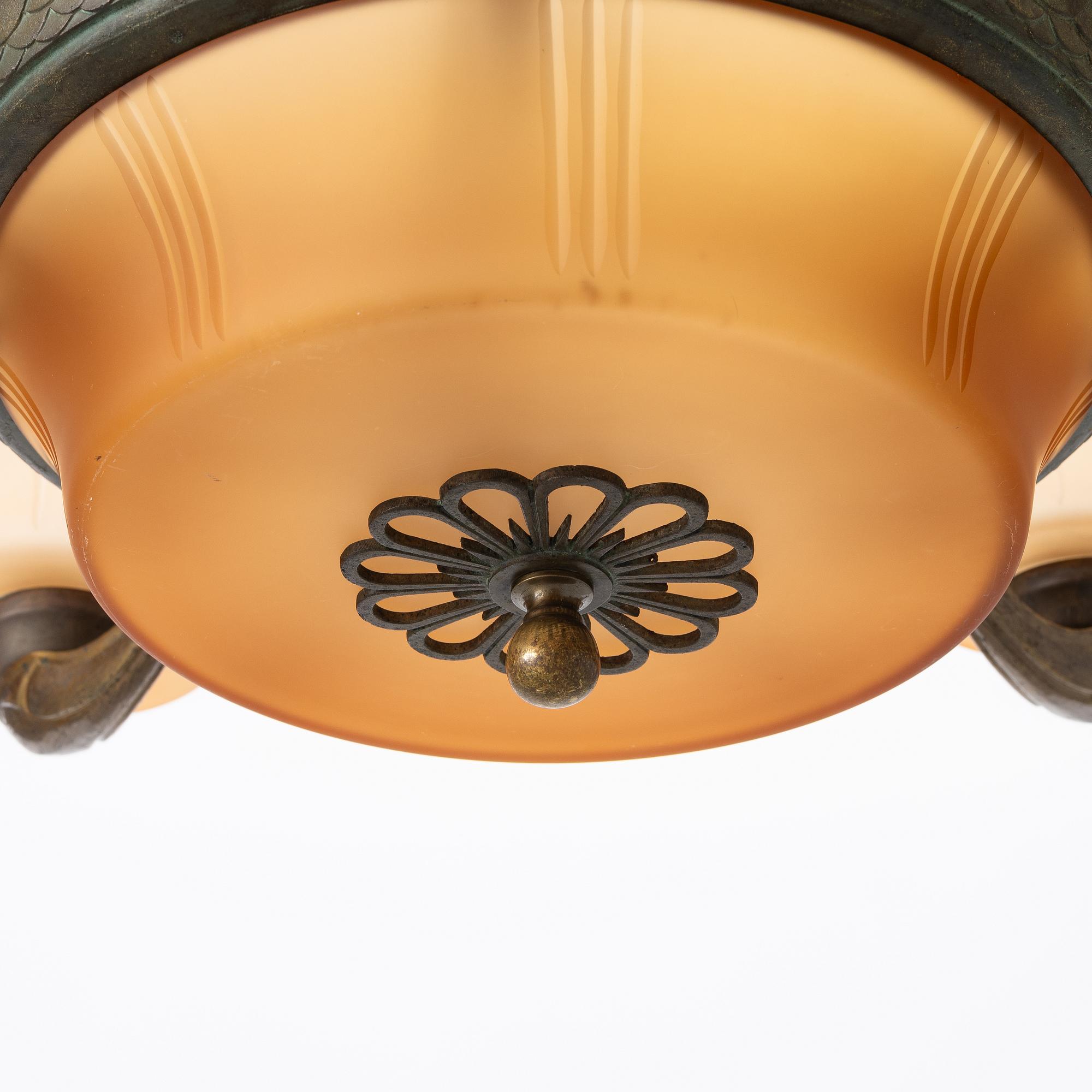 Malmö Metallvarufabrik, attributed to, a ceiling lamp, 1930s.