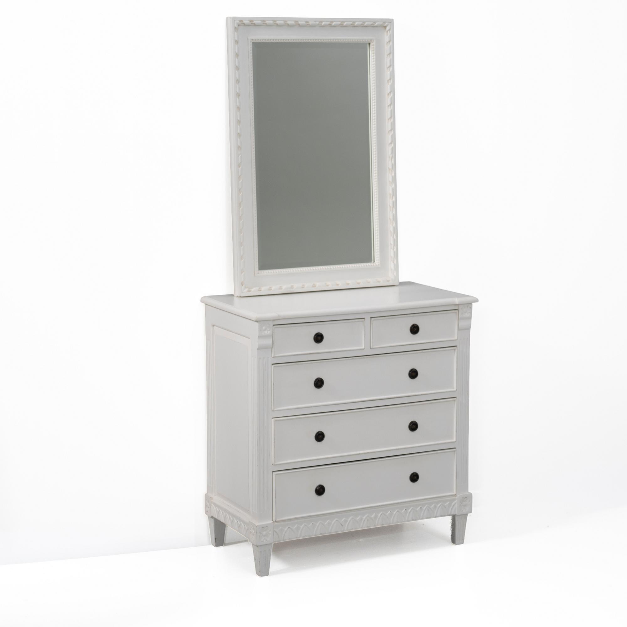 Chest of drawers and mirror, Gustavian style, Geromar.