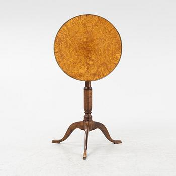 A root veneered side table, 19th Century.