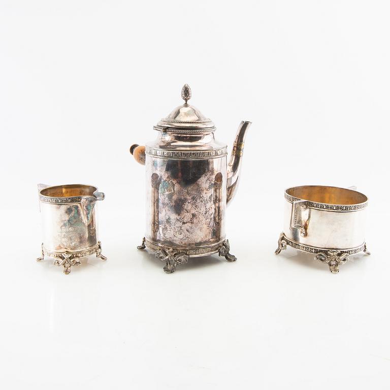 Coffee service 3 dlr Gustavian style GAB silver plate early 20th century.