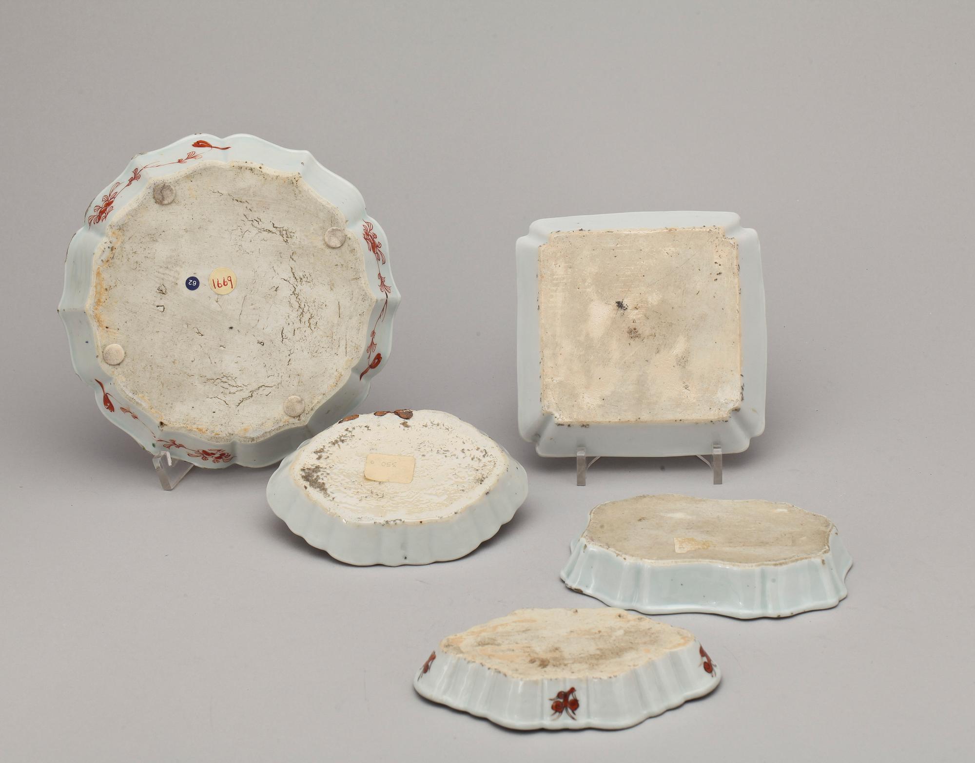 SKEDFAT, fem stycken, kompaniporslin. Qing dynastin, Qianlong (1736-95).