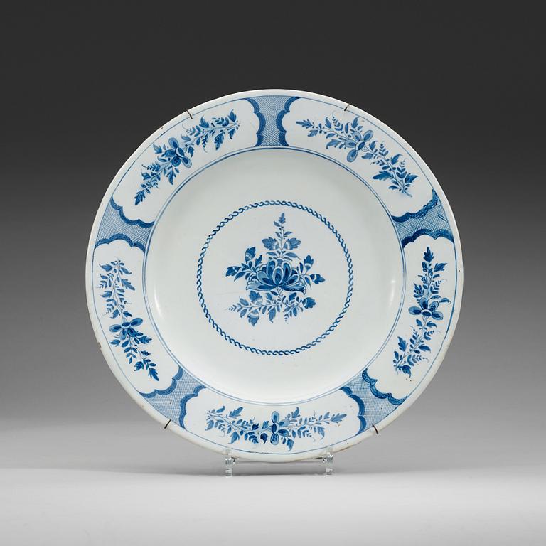 A Swedish faience charger, Rörstrand 1740's.