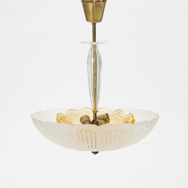 A Swedish Modern ceiling lamp, Orrefors, 1940's.