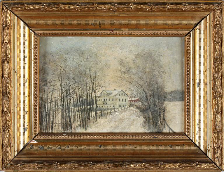 OKÄND KONSTNÄR, olja på pannå. 1900-talets första hälft.