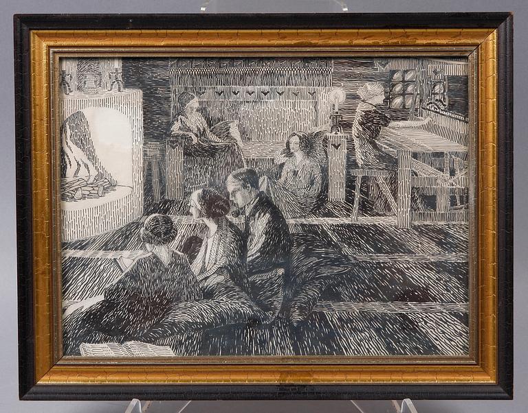 OKÄND KONSTNÄR. Tuschteckning.