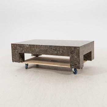 A travertine veneered coffee table later part of the 20th century.
