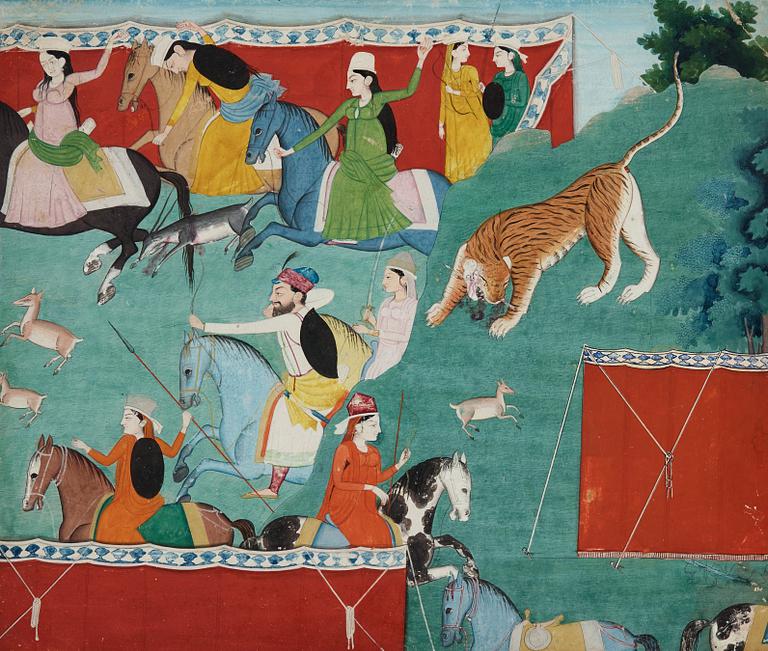 GOUACHE, Mandi, Indien, omkring 1820.