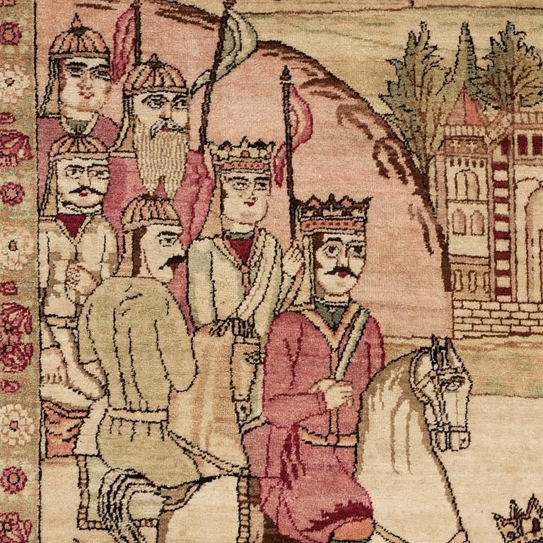 MATTO, an antique Kerman Laver figural, ca 212,5 x 141,5 cm.