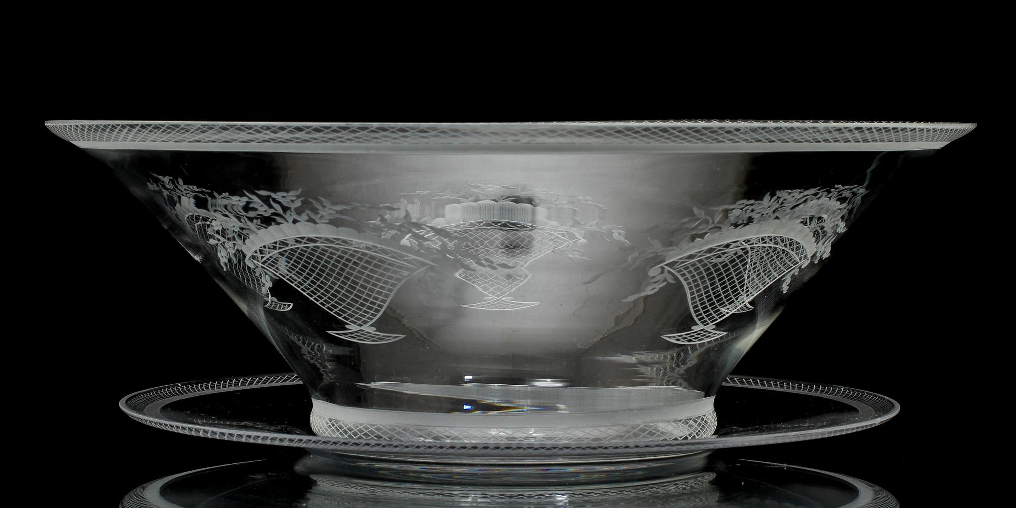 SKÅL PÅ FAT, glas, Edward Hald, 1920-tal.