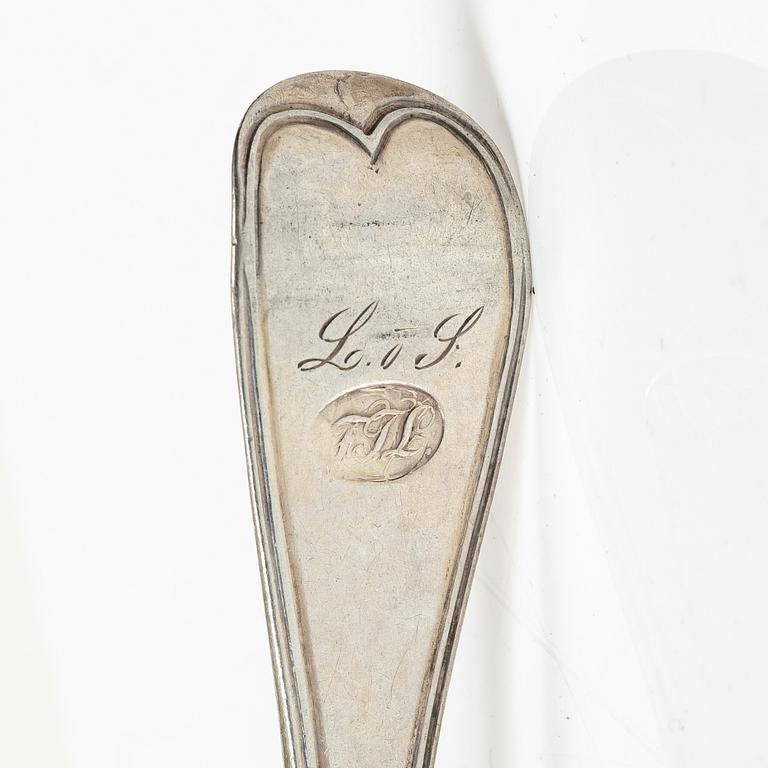 A collection of silver cutlery, various models, Petter Eneroth and Anders Lundqvist among others, 18th-20th century.