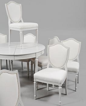 MATSALSGRUPP, 13 delar, gustaviansk stil, 1900-talets andra hälft.