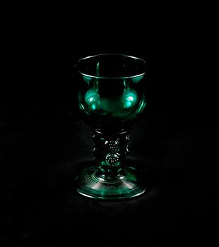 GLAS, 6 st samt LOCKPOKAL, glas, 1700/1800-tal.