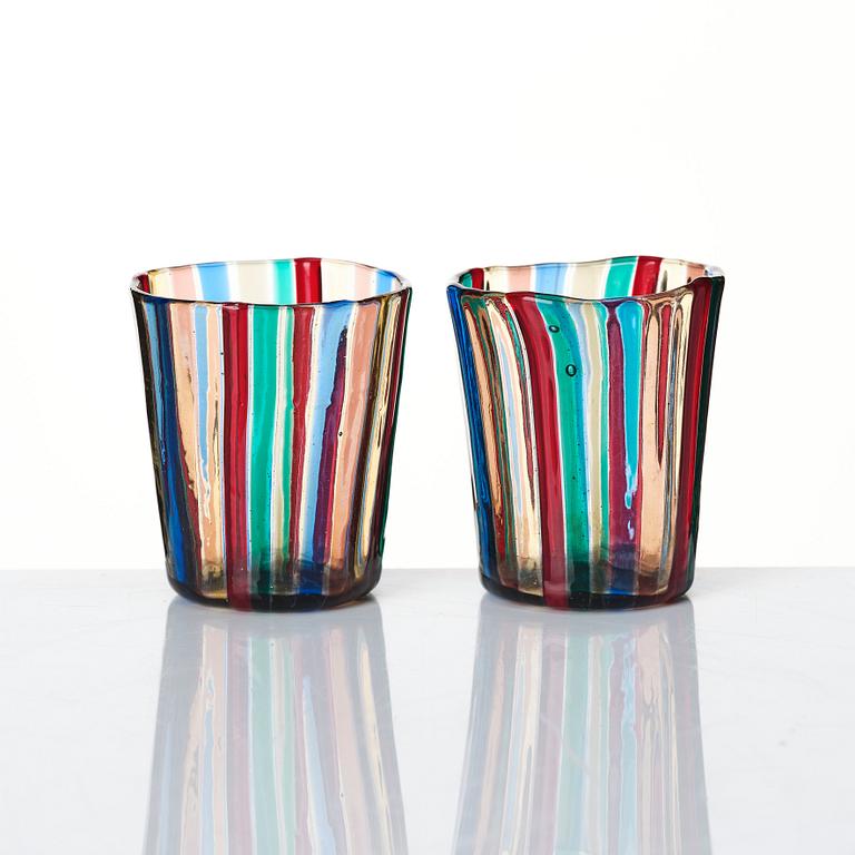 Gio Ponti, a 'Canne' glass pitcher and 9 glasses, Venini, Murano, Italy 1950-60s.