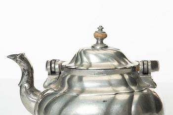 A Rococo pewter teapotby P J Mattsson 1808.