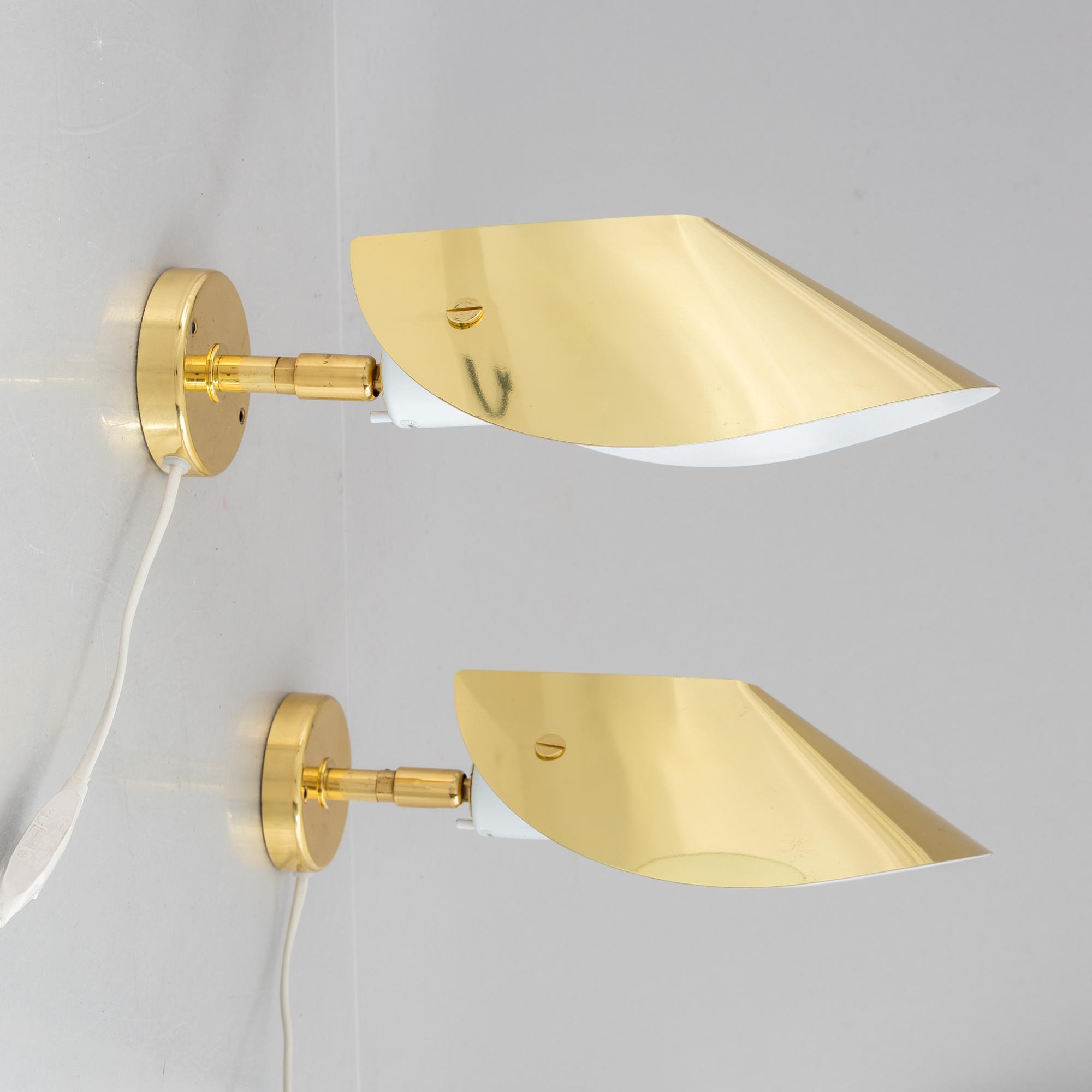 Vägglampor, ett par, modell 1030, Aneta, 1900-talets senare del.