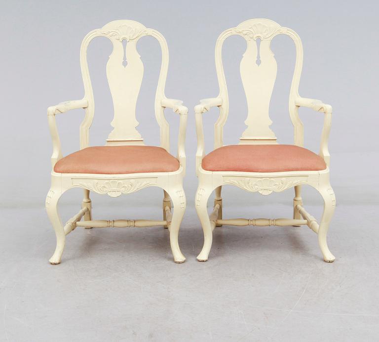 KARMSTOLAR, 1 par, rokokostil, 1900-talets början.