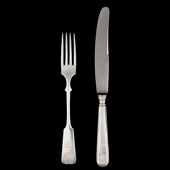 BESTICKUPPSÄTTNING, 12+12, silver, "Musslan", Tavastehus 1950-tal.