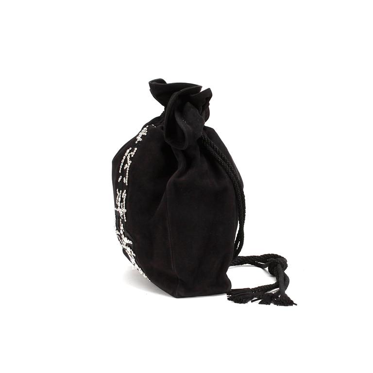 YVES SAINT LAURENT, a black suede bag.
