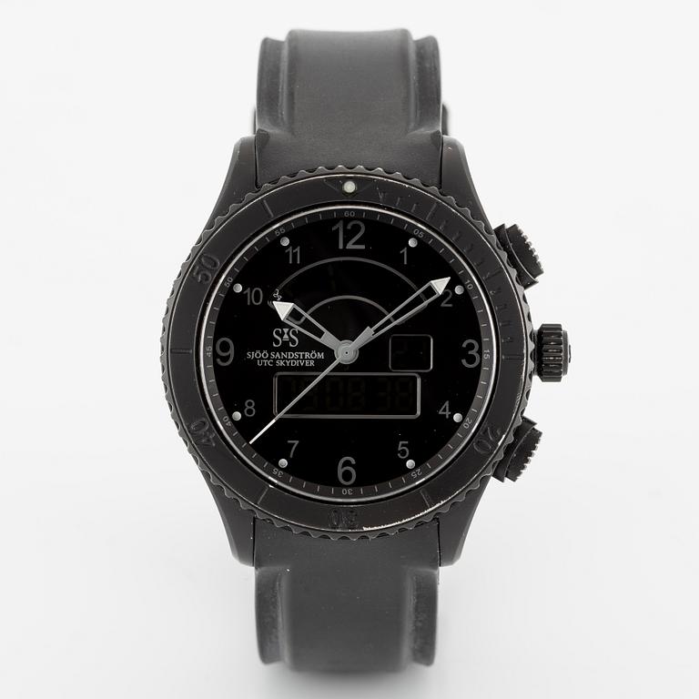 Sjöö Sandström, UTC Skydiver Black Night, wristwatch, 44.2 mm.