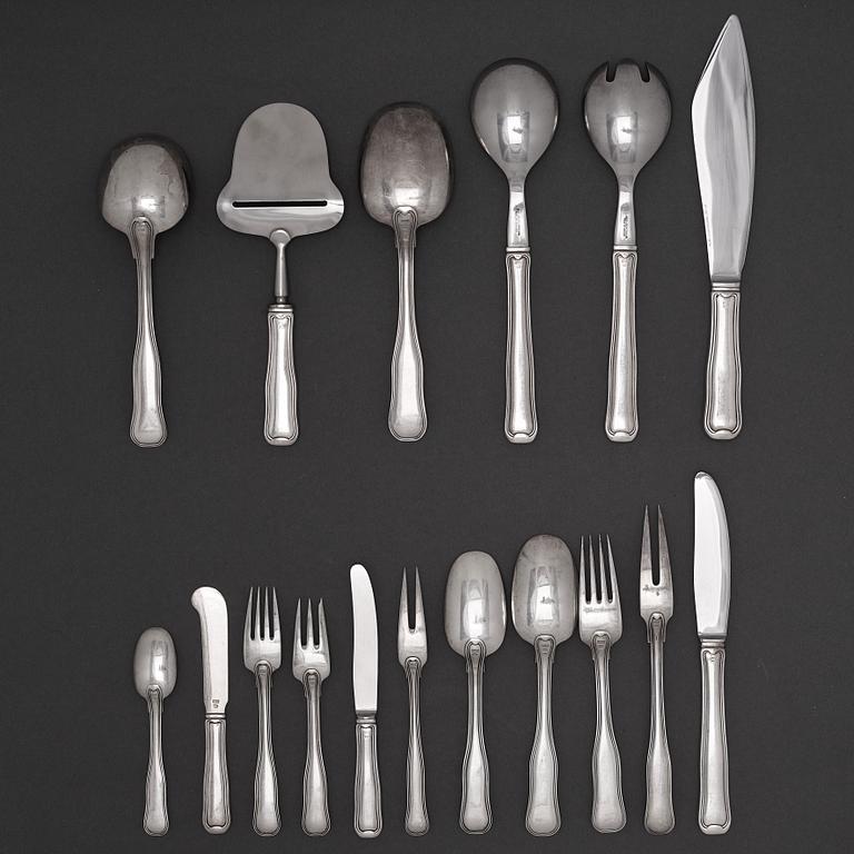 Harald Nielsen, bestickuppsättning, 108 delar, Dobbelriflet/ Old Danish, för Georg Jensen, Köpenhamn efter 1947.