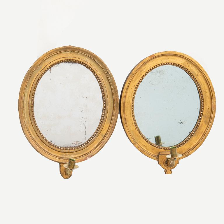 Mirror sconces a pair, late Gustavian around 1800.