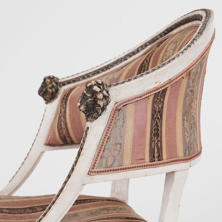 Karmstolar, ett par, Stockholmsarbeten, 1700-talets slut, Sengustavianska.