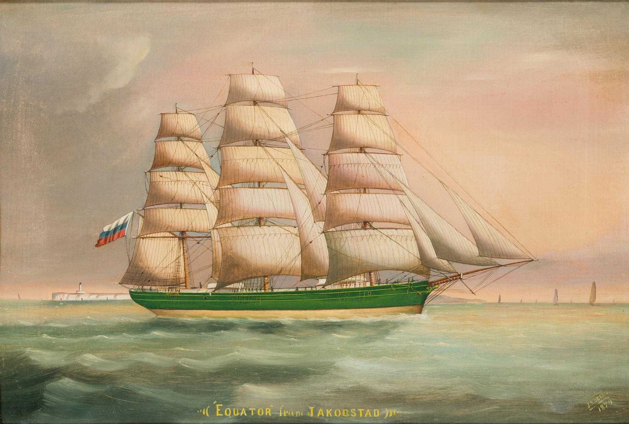 Tuntematon taiteilija, sign. J. S. Bell, "Equator from Jakobstad".