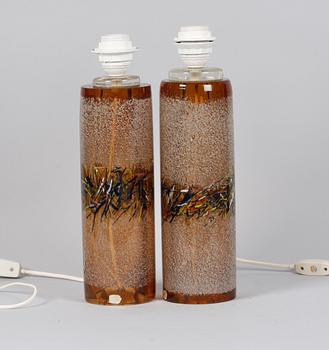 BORDSARMATURER, ett par, glas. Etikettmärkta Tjeckoslovakien.