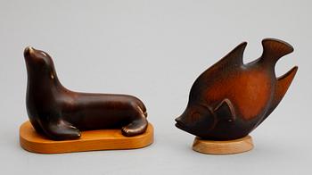 FIGURER, 2 st, stengods, Gunnar Nylund, Rörstrand.