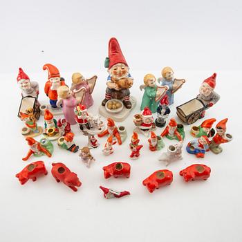 A collection of gnomes, angels, and pigs, approximately 41 pcs, 20th century.