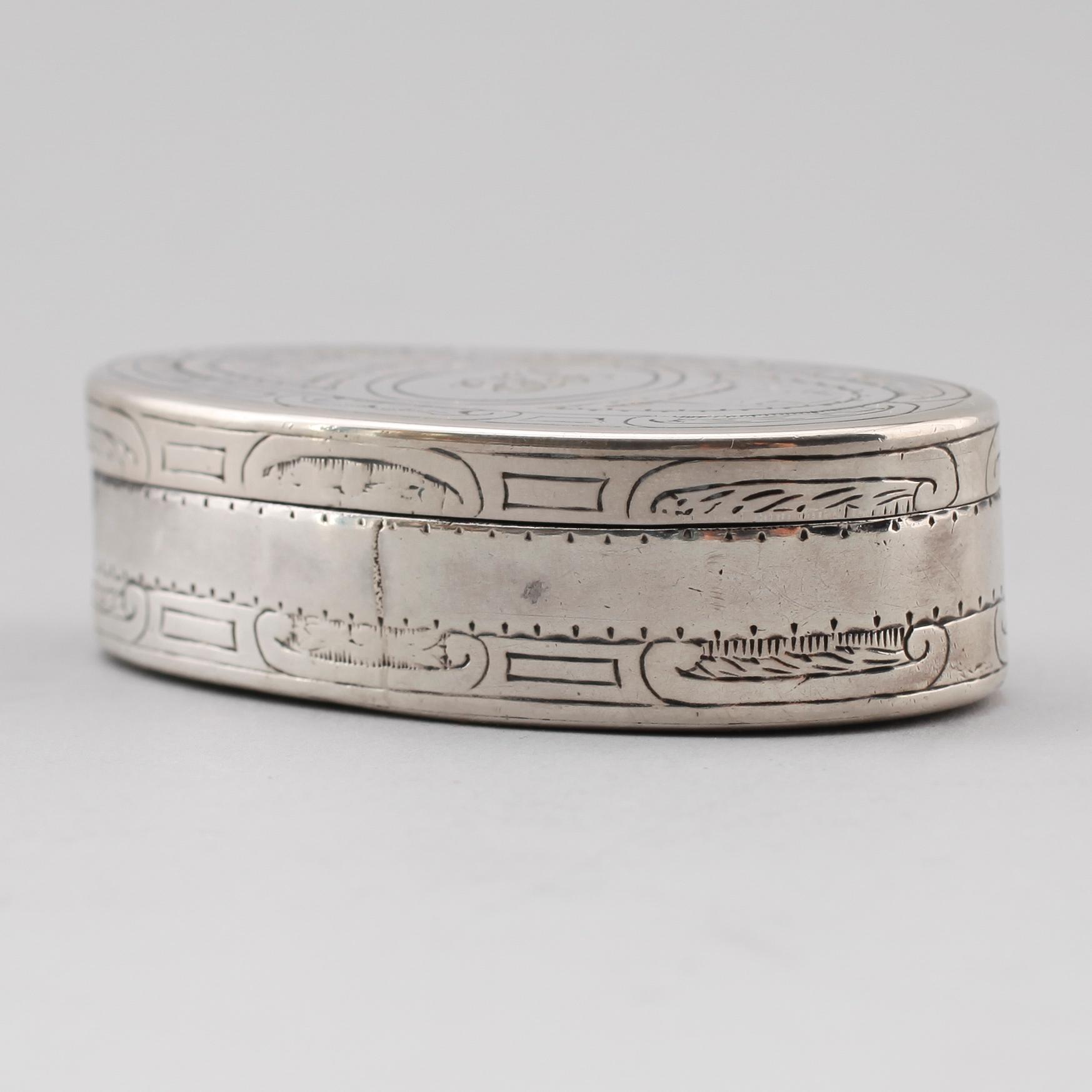 DOSA, silver, Carl Magnus Lundgren, Falköping 1791. Vikt ca 65 gram.