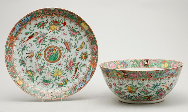 SKÅL OCH SKÅLFAT, porslin, Kina, Kanton, 1800-tal.