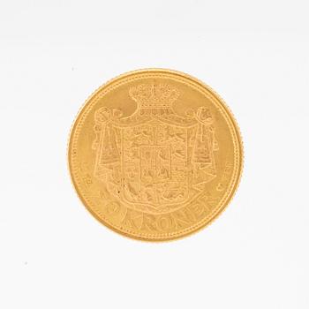 Gold coin 20kr Christian X, Denmark 1914.