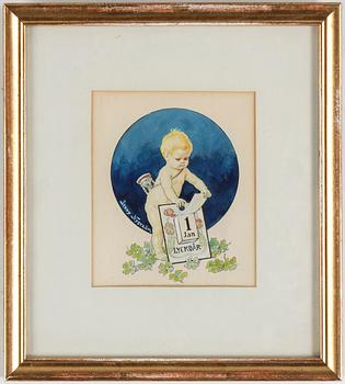 JENNY NYSTRÖM, akvarell, signerad Jenny Nyström.